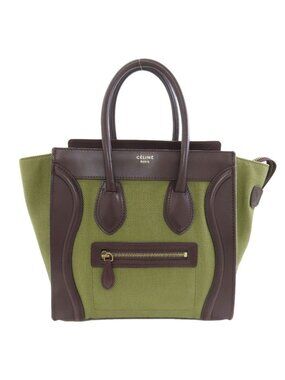 Celine Luggage Micro Handbag Canvas Leather